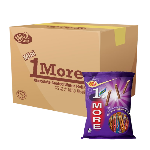 Mini 1 More Chocolate Coated Wafer Rolls 12 Bags
