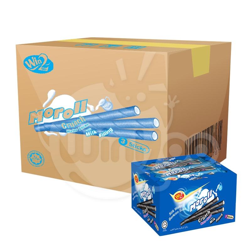 Moroll Crunch Wafer Sticks with Milk Filling 12 Boxes